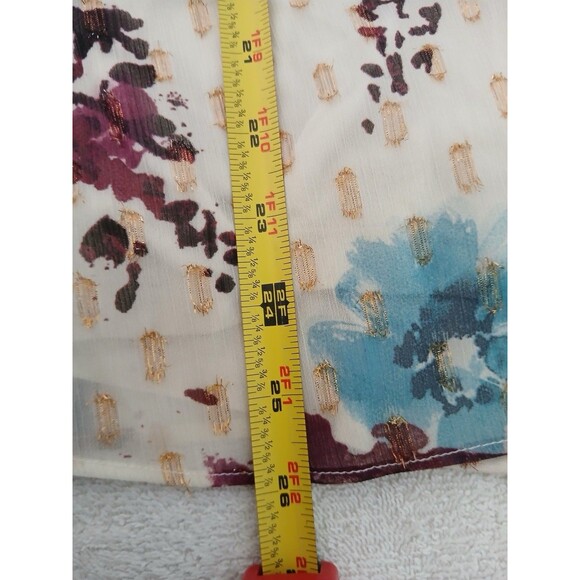 Soft Surroundings Floral Tunic Top Metallic Ruffles Tassels Boho Size Medium - Picture 10 of 16